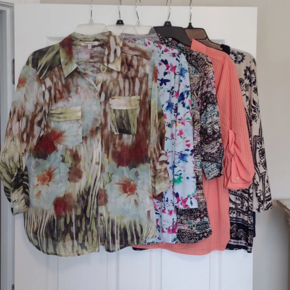 Women's Bundle of Five Size Large Blouse/Shirts - Picture 1 of 6